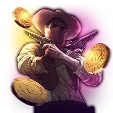 NV Casino – kowboj z rewolwerami i złotymi monetami